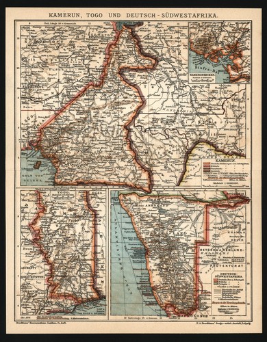 Landkarte anno 1909 kolonien - -,